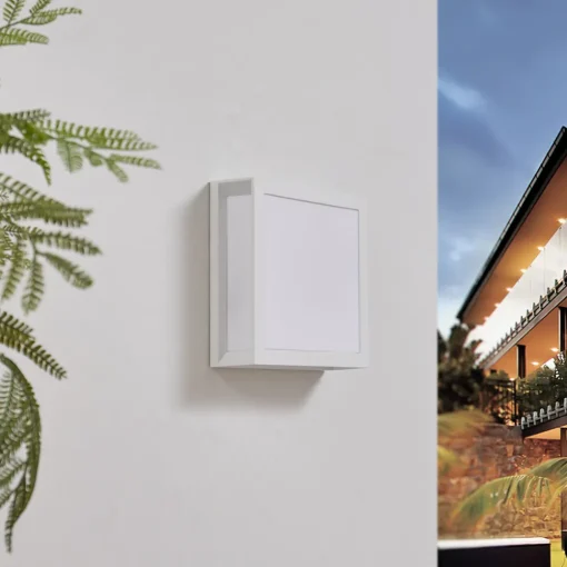 Lindby utendørs vegglampe Sivana, hvit, aluminium, 26 cm x 26 cm