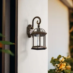 Lindby utendørs vegglampe Adelisa, gull antikk, aluminium, høyde 39 cm| Vegglamper Utendørs