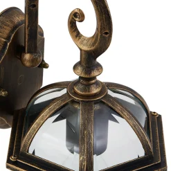 Lindby utendørs vegglampe Adelisa, gull antikk, aluminium, høyde 39 cm| Vegglamper Utendørs