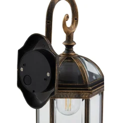 Lindby utendørs vegglampe Adelisa, gull antikk, aluminium, høyde 39 cm| Vegglamper Utendørs