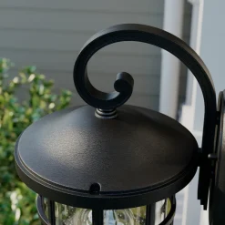 Lindby utendørs vegglampe Ankea, svart, høyde 37 cm, IP23, E27