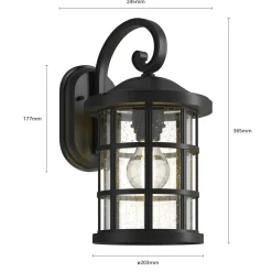 Lindby utendørs vegglampe Ankea, svart, høyde 37 cm, IP23, E27