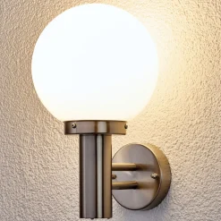 Lindby utendørs vegglampe Nada, stål, glass, 32 cm høy, E27 Online