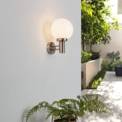 Lindby utendørs vegglampe Nada, stål, glass, 32 cm høy, E27 Online