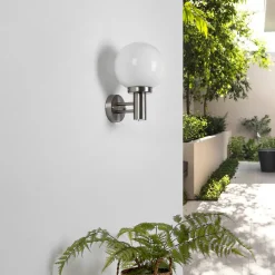 Lindby utendørs vegglampe Nada, stål, glass, 32 cm høy, E27 Online