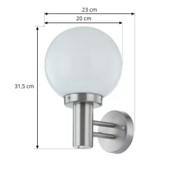 Lindby utendørs vegglampe Nada, stål, glass, 32 cm høy, E27 Online