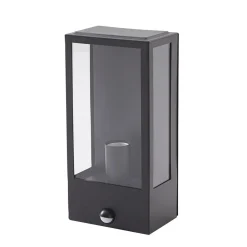 Lindby utendørs vegglampe Ilana, svart, sensor, IP44, E27 Outlet