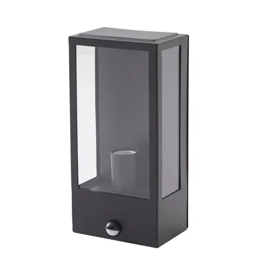 Lindby utendørs vegglampe Ilana, svart, sensor, IP44, E27 Outlet