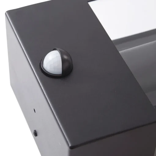 Lindby utendørs vegglampe Ilana, svart, sensor, IP44, E27 Outlet