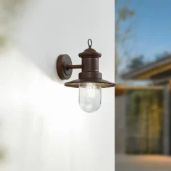 Lindby utendørs vegglampe Eloretta, rust, stål, høyde 31 cm Hot