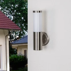 Lindby utendørs vegglampe Kristof, stål, 33 cm høy, E27 Hot