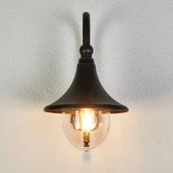 Lindby utendørs vegglampe Daphne, antikk svart, metall, E27| Terrassebelysning|Vegglamper Utendørs