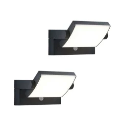 Lindby utendørs vegglampe Sherin, sett med 2, svingbar, sensor| Kommersiell Utebelysning|Vegglamper Med Sensor