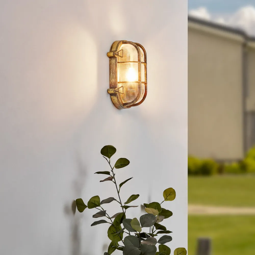 Lindby utendørs vegglampe Daaje, gullfarget, 16 cm, aluminium Discount