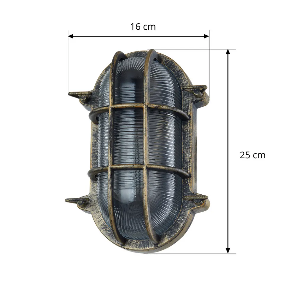 Lindby utendørs vegglampe Daaje, gullfarget, 16 cm, aluminium Discount