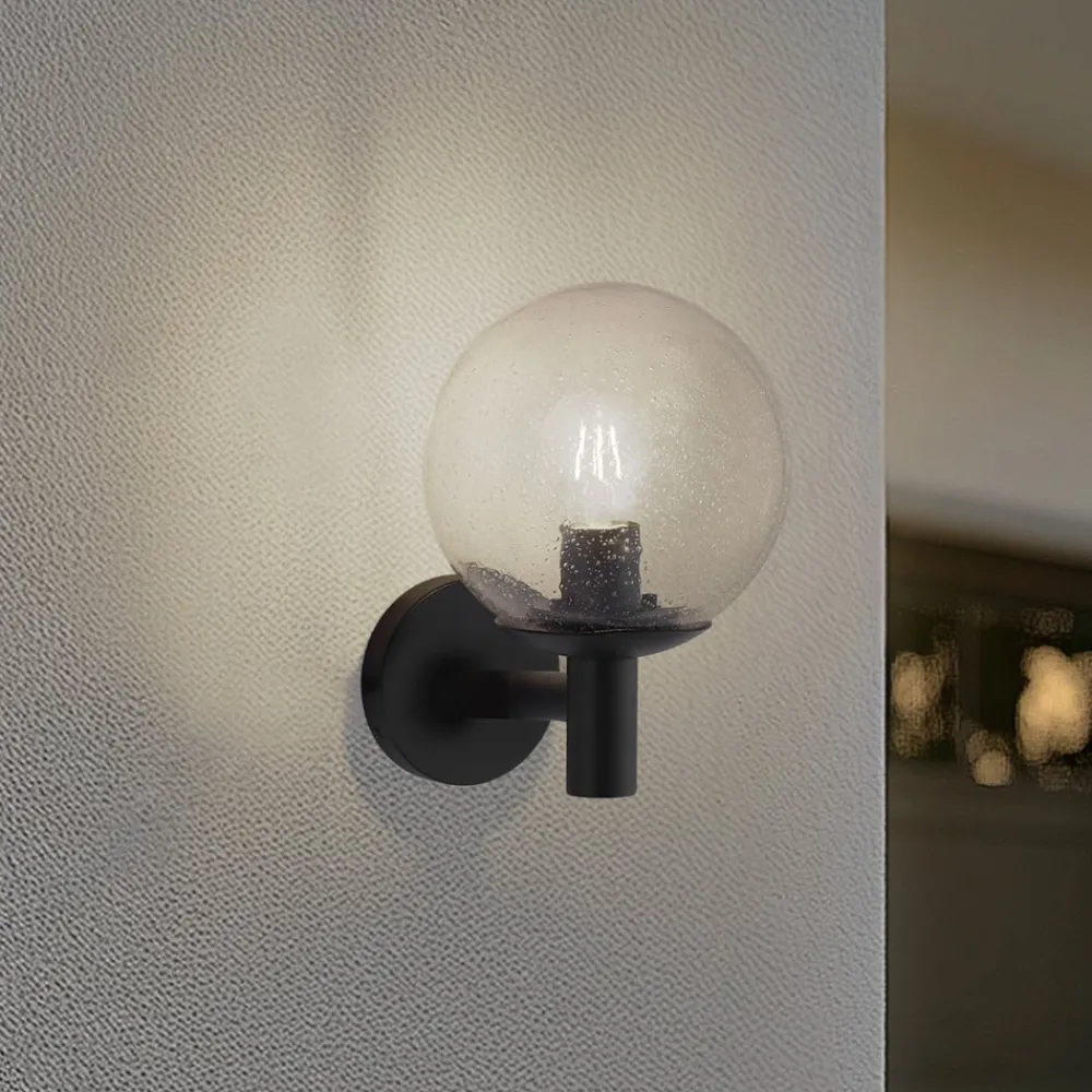 Lindby utendørs vegglampe Dangan, klart glass, Ø 20 cm| Terrassebelysning|Vegglamper Utendørs