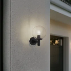 Lindby utendørs vegglampe Dangan, klart glass, Ø 20 cm| Terrassebelysning|Vegglamper Utendørs