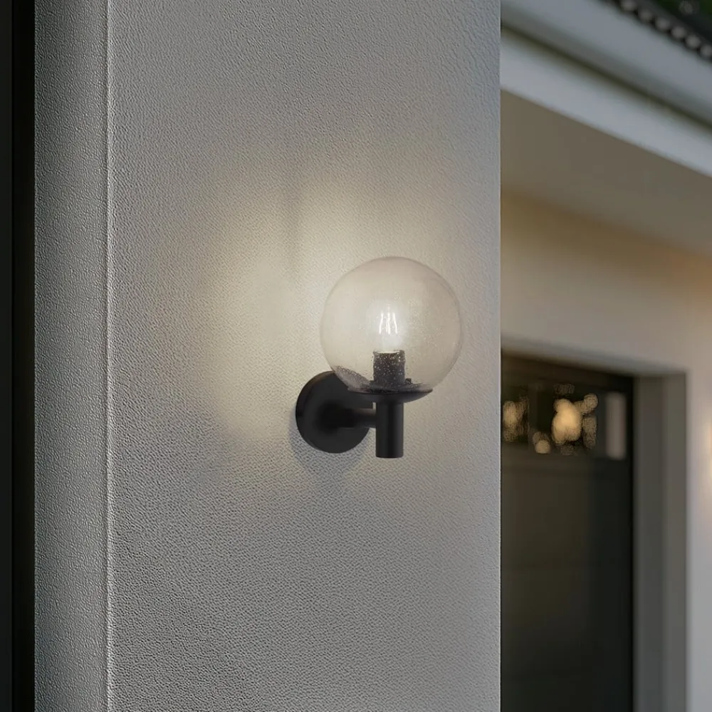 Lindby utendørs vegglampe Dangan, klart glass, Ø 20 cm| Terrassebelysning|Vegglamper Utendørs