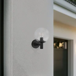 Lindby utendørs vegglampe Dangan, klart glass, Ø 20 cm| Terrassebelysning|Vegglamper Utendørs