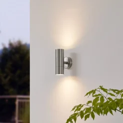 Lindby utendørs vegglampe Hakan, opp/ned, stål, IP44, GU10 Sale