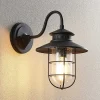 Lindby utendørs vegglampe Kyan, høyde 32 cm, svart, IP44, E27| Terrassebelysning|Vegglamper Utendørs
