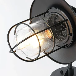 Lindby utendørs vegglampe Kyan, høyde 32 cm, svart, IP44, E27| Terrassebelysning|Vegglamper Utendørs