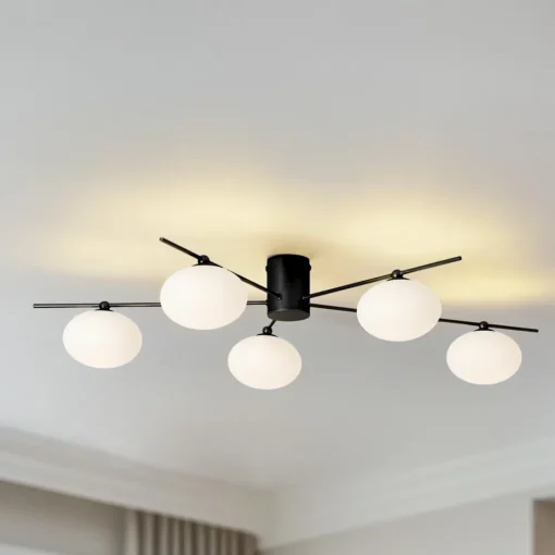 Lindby Valisa taklampe, svart, 5-lamper Online