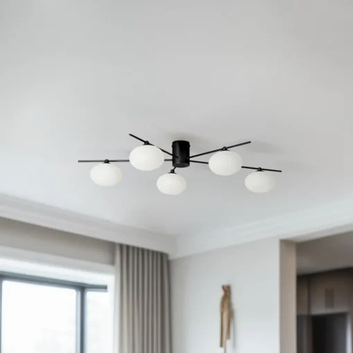 Lindby Valisa taklampe, svart, 5-lamper Online