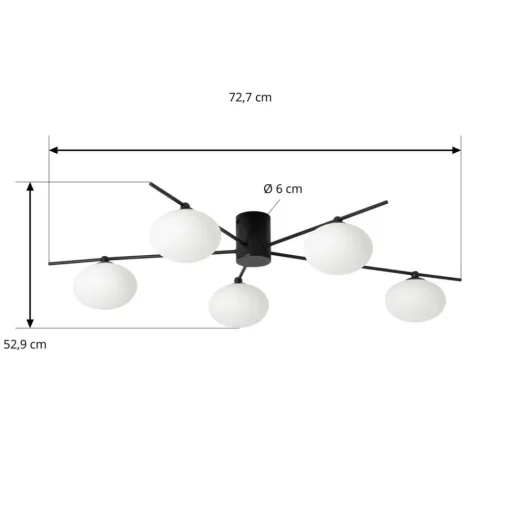 Lindby Valisa taklampe, svart, 5-lamper Online