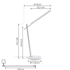 Lindby Valtorin LED-skrivebordslampe, hvit| Kontorbelysning|Bordlamper