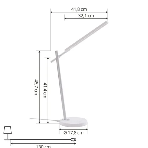 Lindby Valtorin LED-skrivebordslampe, hvit| Kontorbelysning|Bordlamper