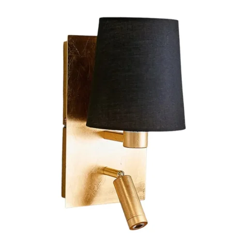 Lindby vegglampe Aiden, 30 cm, svart, gull, LED-leselampe| Vegglamper
