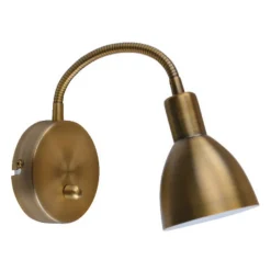 Lindby vegglampe Amrei, antikk messing, 42 cm, støpsel, dimbar| Vegglamper