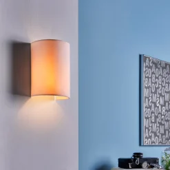 Lindby vegglampe Annalisa, høyde 20 cm, hvit, tekstil Hot