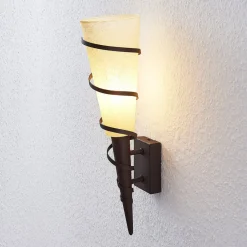 Lindby vegglampe Anouk, høyde 44 cm, glass, metall, fakkellampe Hot