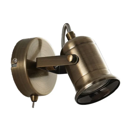Lindby vegglampe Anze, 10 m, antikk messing, bryter Hot