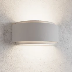 Lindby vegglampe Cassian, gips, 32 cm, hvit, halvsirkelformet