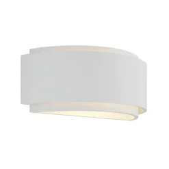 Lindby vegglampe Cassian, gips, 32 cm, hvit, halvsirkelformet