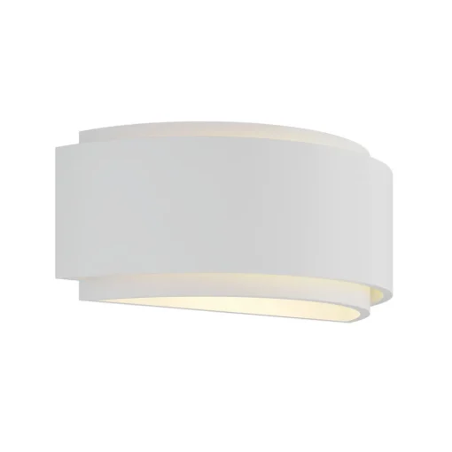 Lindby vegglampe Cassian, gips, 32 cm, hvit, halvsirkelformet