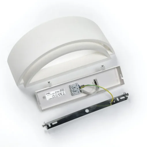 Lindby vegglampe Cassian, gips, 32 cm, hvit, halvsirkelformet