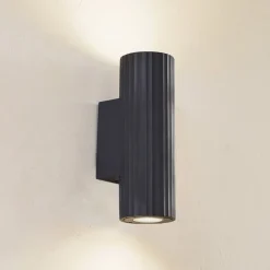 Lindby vegglampe Christa, antrasitt, betong, 25 cm, krusning| Terrassebelysning|Vegglamper Utendørs
