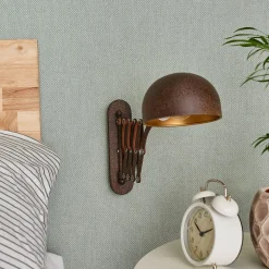 Lindby vegglampe Curtis, rustfarget, justerbar, 57 cm, E14 Online