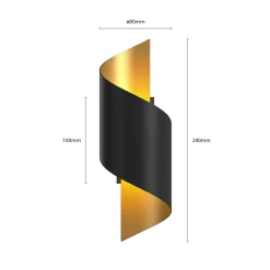 Lindby vegglampe Desirio, sett med 3 stk, svart, gullfarget, G9| Design- Og Hotellbelysning|Vegglamper