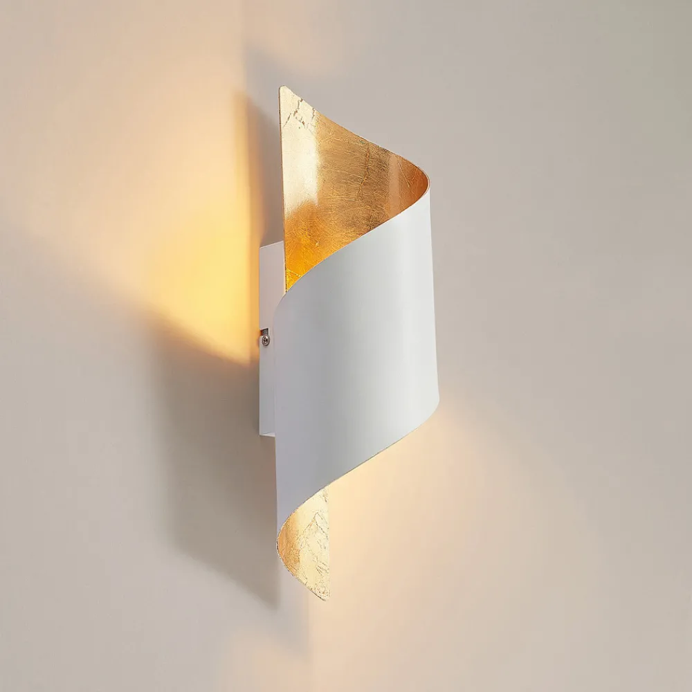 Lindby vegglampe Desirio, hvit/gull, 35 cm, metall