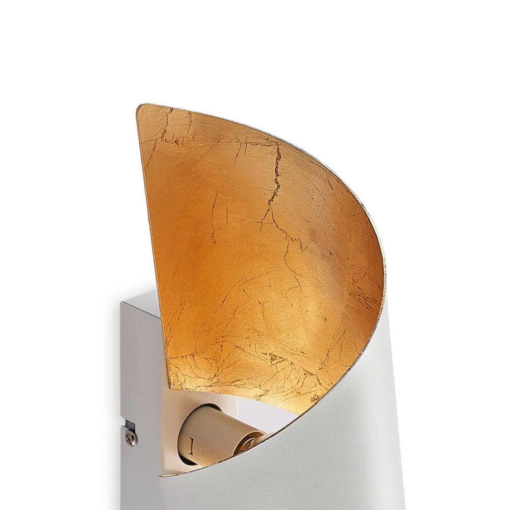 Lindby vegglampe Desirio, hvit/gull, 35 cm, metall