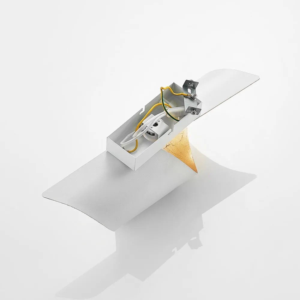 Lindby vegglampe Desirio, hvit/gull, 35 cm, metall