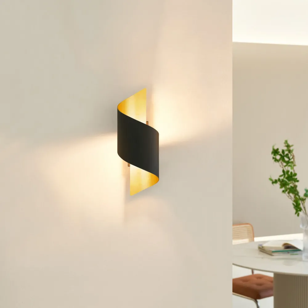 Lindby vegglampe Desirio, svart/gull, 24 cm, metall Clearance