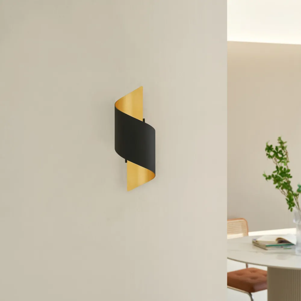Lindby vegglampe Desirio, svart/gull, 24 cm, metall Clearance