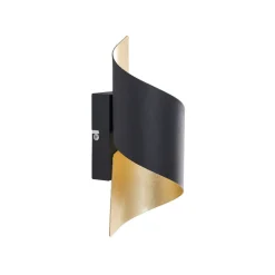Lindby vegglampe Desirio, svart/gull, 24 cm, metall Clearance