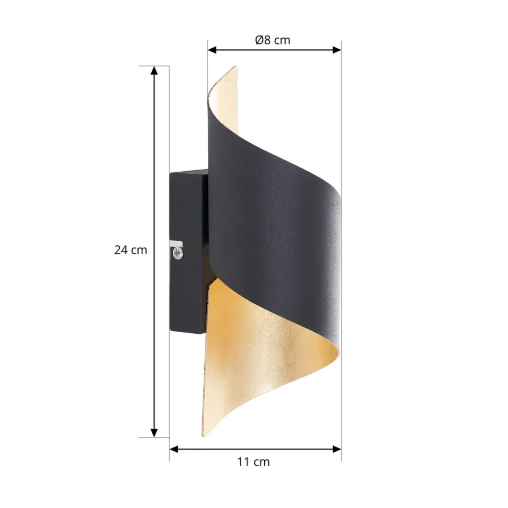 Lindby vegglampe Desirio, svart/gull, 24 cm, metall Clearance